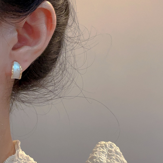 UNI-11897 - Whiten Marbled Gold - Earring