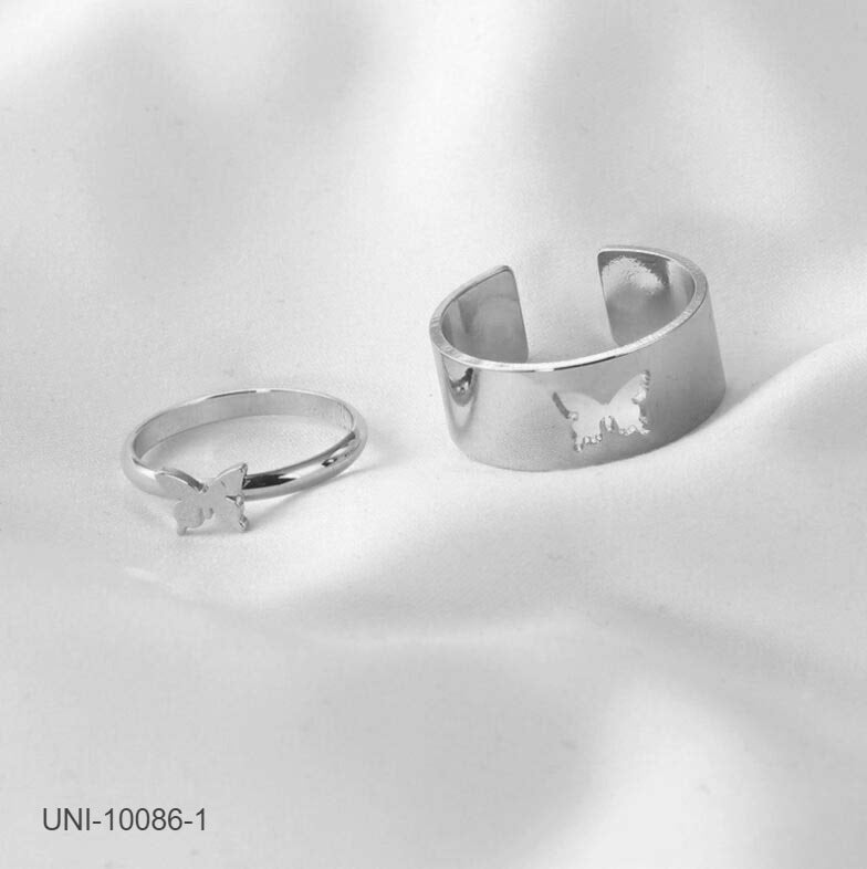 UNI-10086  - Butterfly Couple Ring Set Of 2