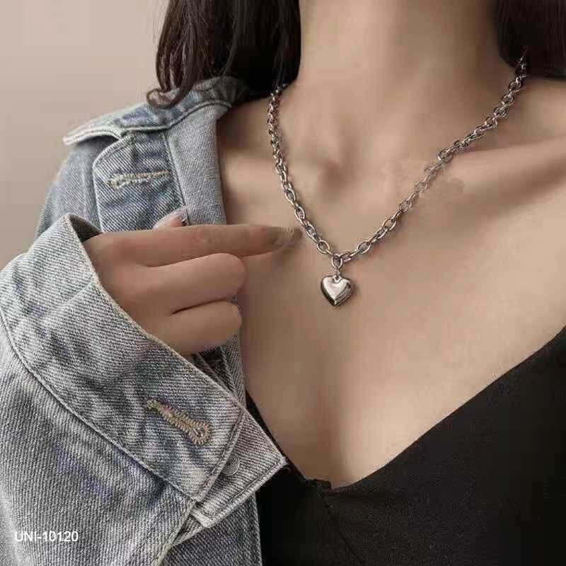 UNI-10120 - Silver Foiled Heart  - Necklace