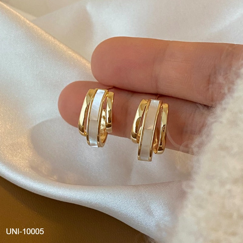 UNI-10005 - White Pastel Gold Glam - Earring
