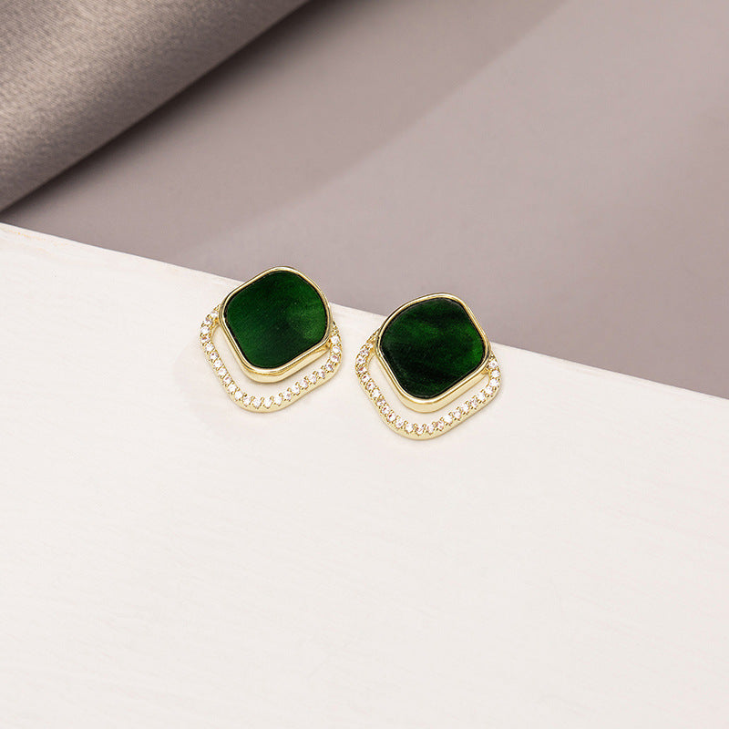 UNI-10017 - Colored Stone Gold  Red & Green - Earring
