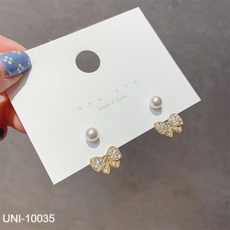 UNI-10035 - Blinky Bow Pearl  - Earring