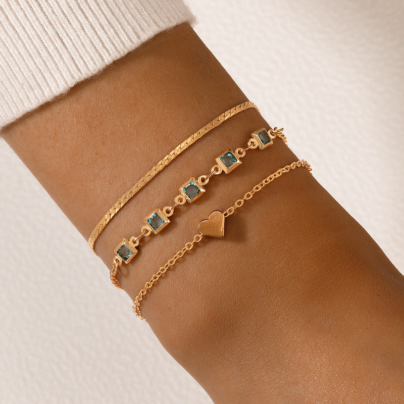 UNI-10146 - Blue Diamond Gold  - Bracelet Set Of 3