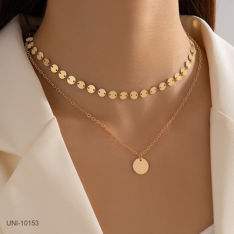 UNI-10153 - 2 Layered  Gold - Necklace