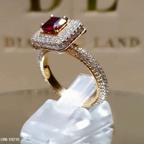 UNI-10210 - Maroon Diamond Gold  - Ring