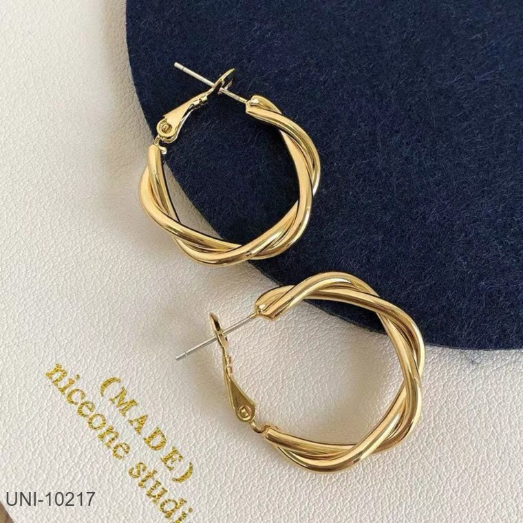 UNI-10217 -Twist Hoop Gold - Earring