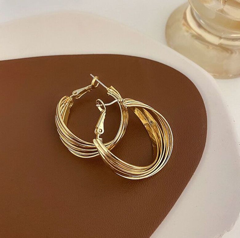 UNI-10226 - Fancy Twist Hoop Gold  - Earring