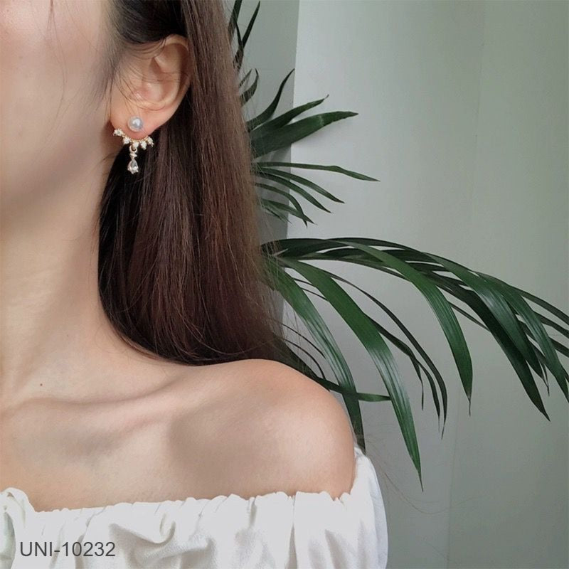 UNI-10232 - Pearl & Diamond Gold   - Earring