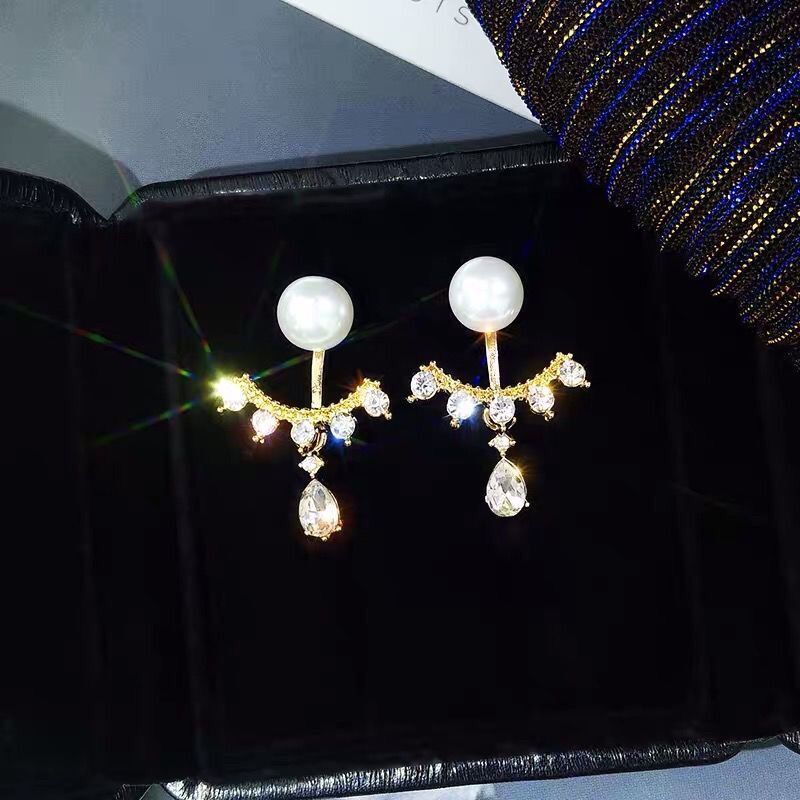 UNI-10232 - Pearl & Diamond Gold   - Earring