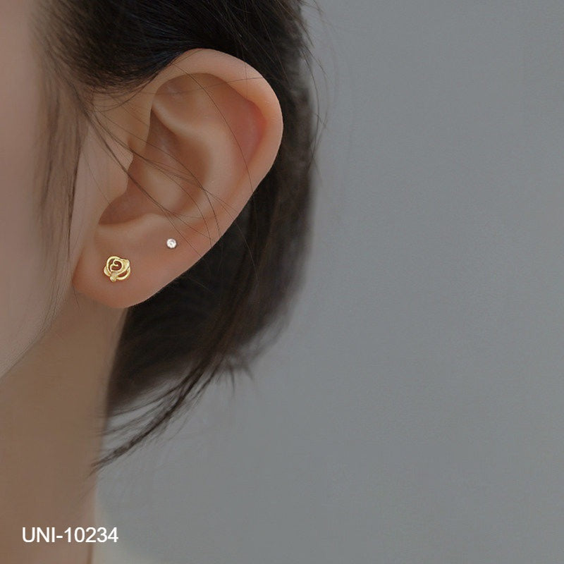 UNI-10234 - Mini Gold Rose   - Earring