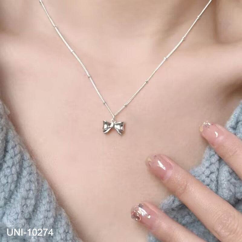 UNI-10274 -  Bow Silver - Necklace