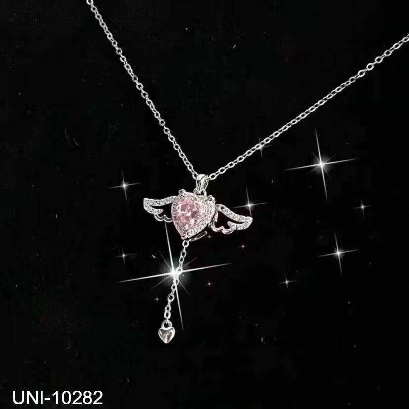 UNI-10282 -  Sparkle Pink Heart  - Necklace
