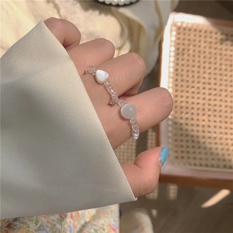UNI-10174-12 - Stone Round & Heart - Ring Set