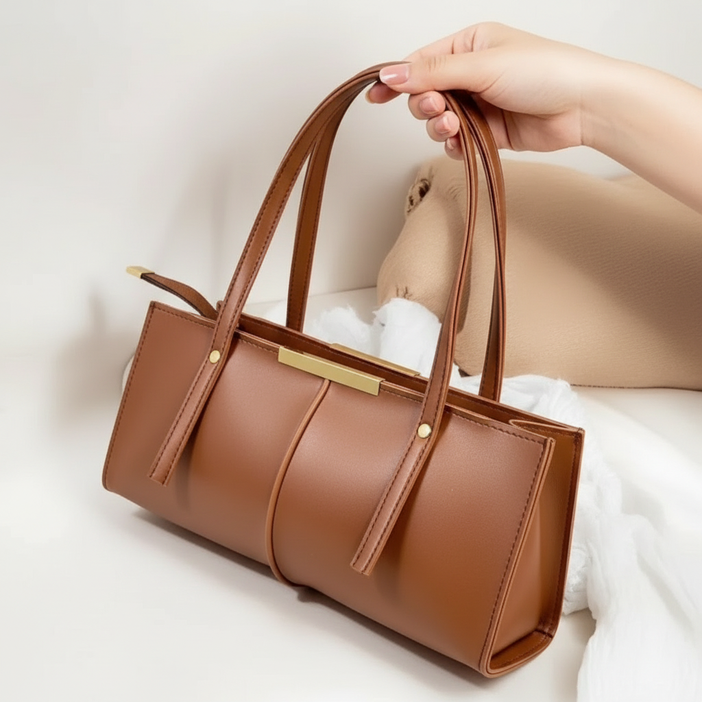 B-104 - Fancy Brown Leather -  Hand Bag