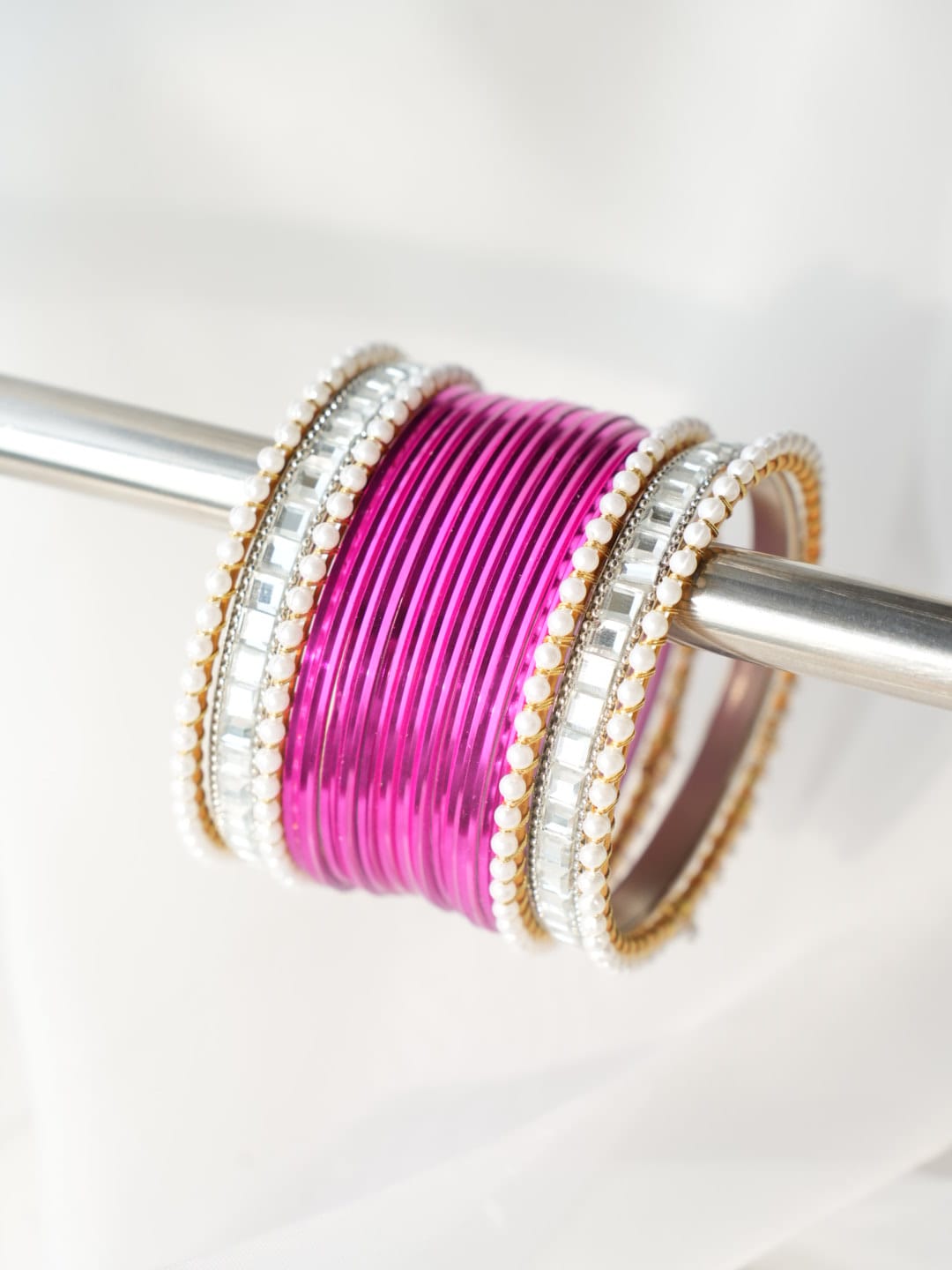 CH-48 - Classy Hot Pink Bangles  - Choorian Set