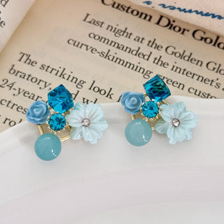 UNI-10292 - Blue Flowers - Earring