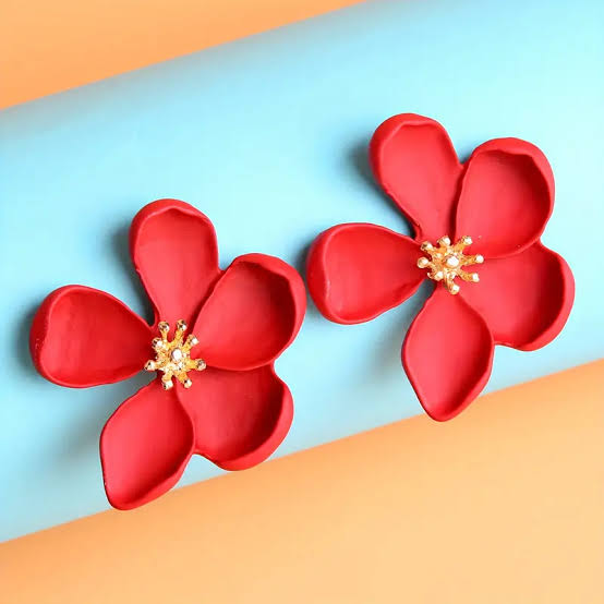 UNI-11334-1 - Red Flower - Earring