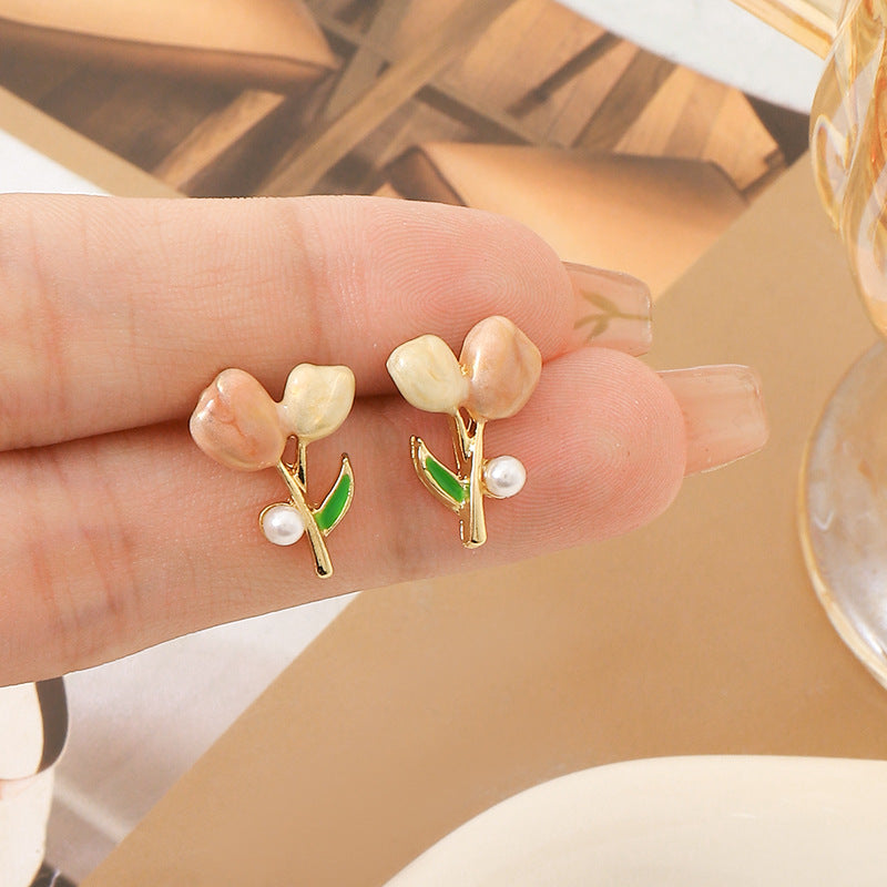 UNI-10320 - Pink Flower Rose - Earring