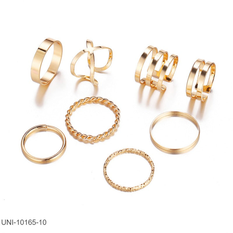 UNI-10165-10  - Gold Foil - Ring Set Of 8 Style 1
