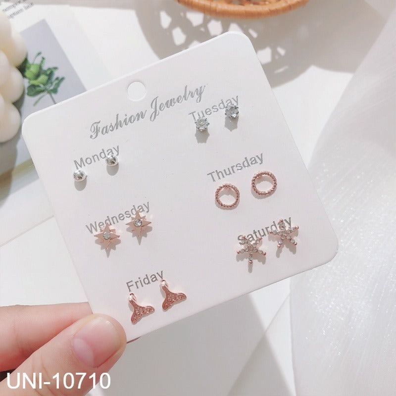 UNI-10710 - Fancy Mini - Ear Studs Set Of 6 - Style 4