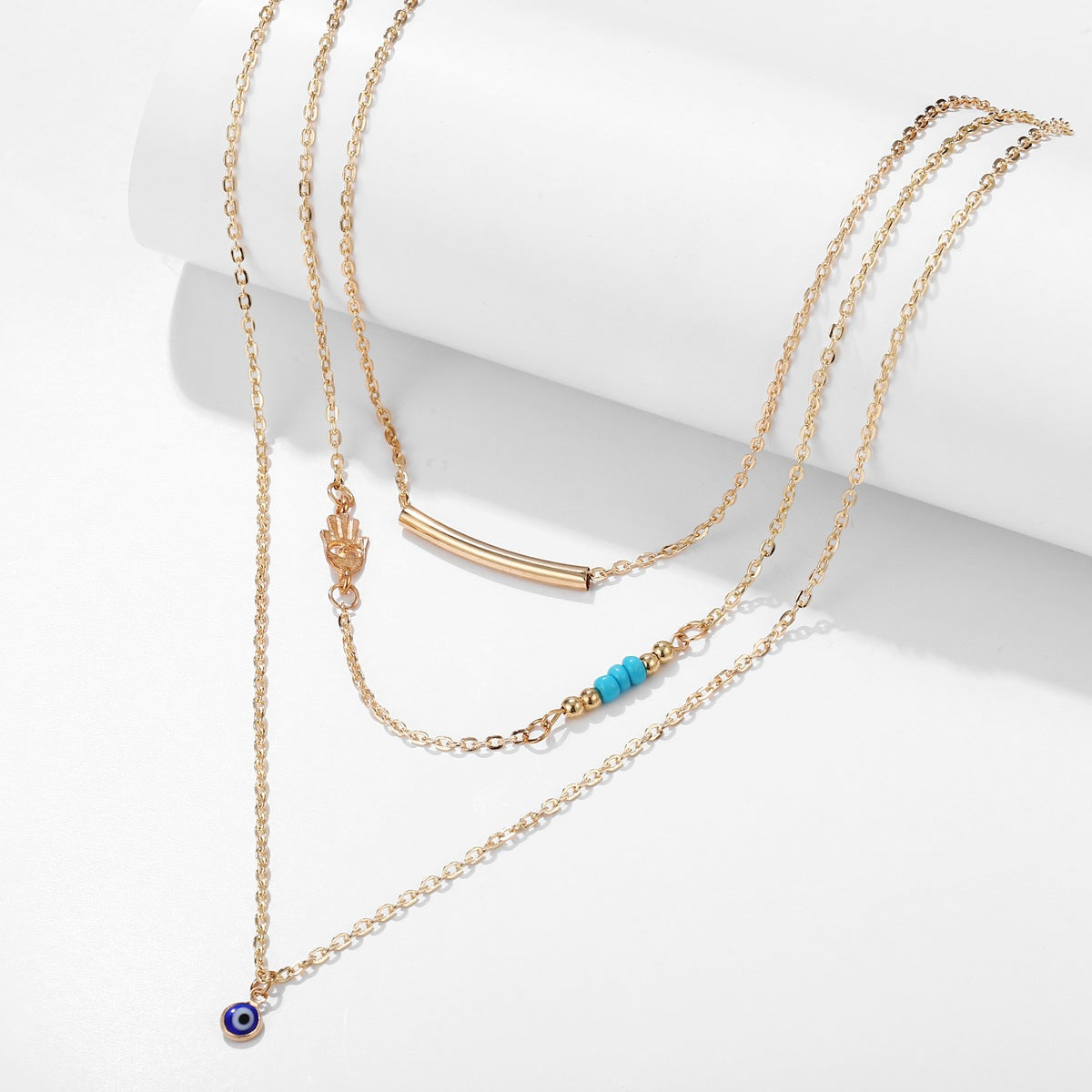 UNI-10460- 3 Layered Gold - Necklace