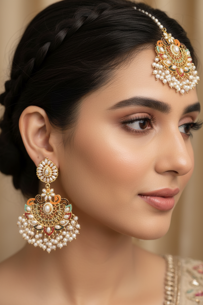 PJ-146 - Luxury Pearls & Diamonds Gold - Jewelry Set Style 2