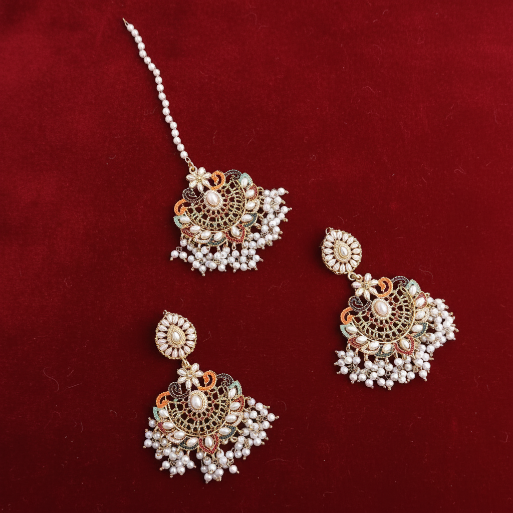PJ-146 - Luxury Pearls & Diamonds Gold - Jewelry Set Style 2