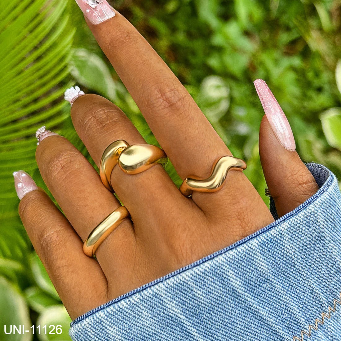 UNI-11126 - Luxury Gold - Ring Set Of 3 - Style 4