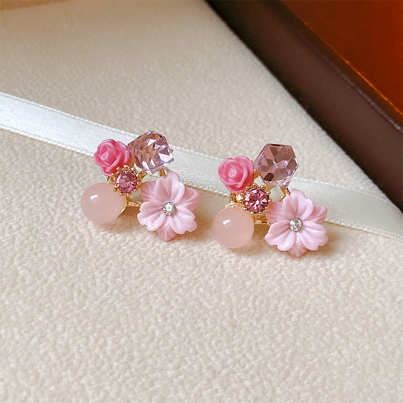 UNI-10293 - Pink Flowers - Earring