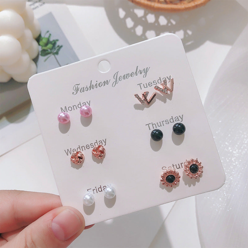 UNI-10707  - Fancy Mini - Ear Studs Set Of 6 - Style 1