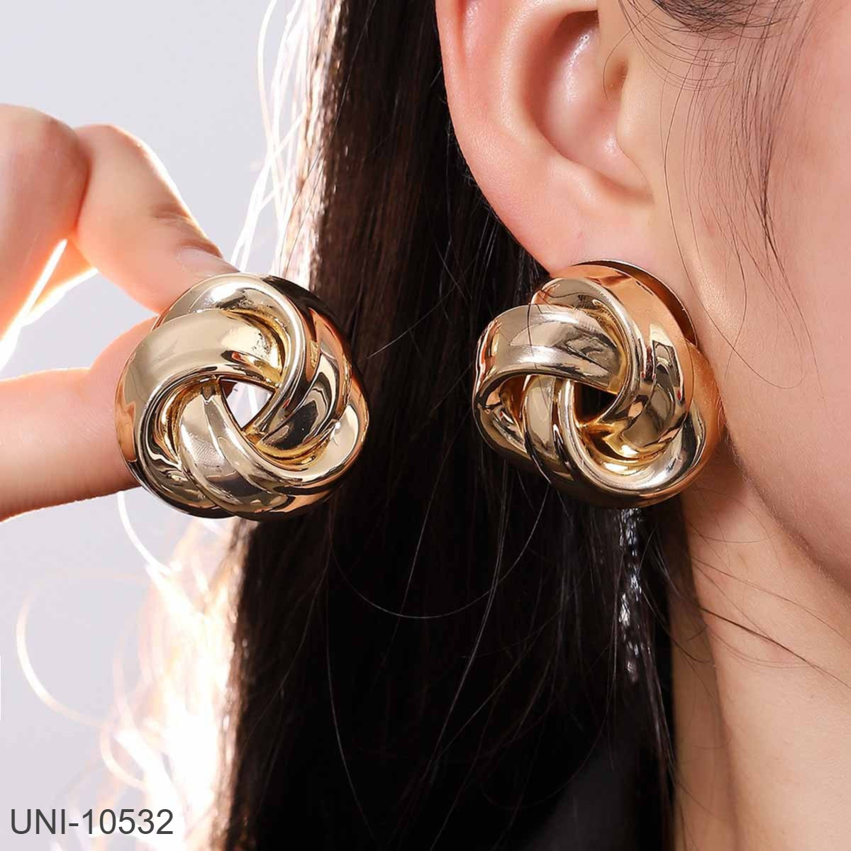 UNI-10532  - Gold Foil Twisted - Earring