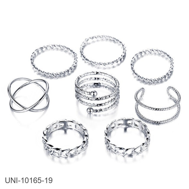 UNI-10165-19 - Classy Silver Foil - Ring Set Of 8