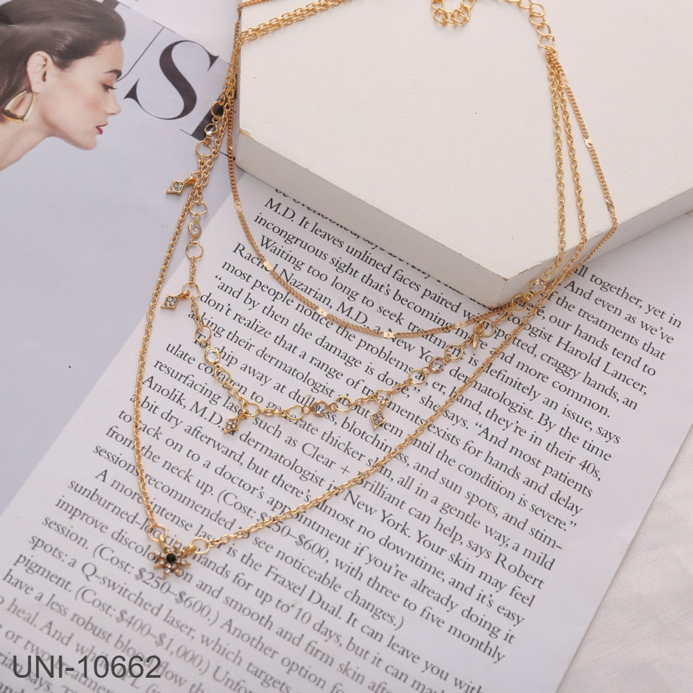 UNI-10662 - 3 Layered Sparkle Star - Necklace Set