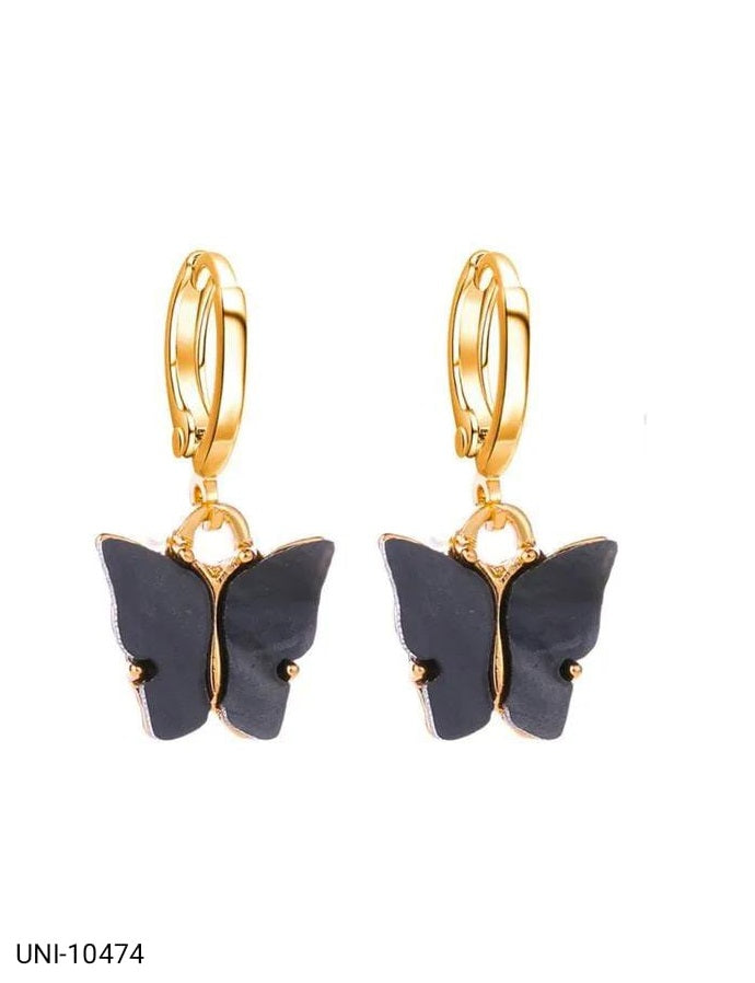 UNI-10473 - Black Butterfly Gold - Earring