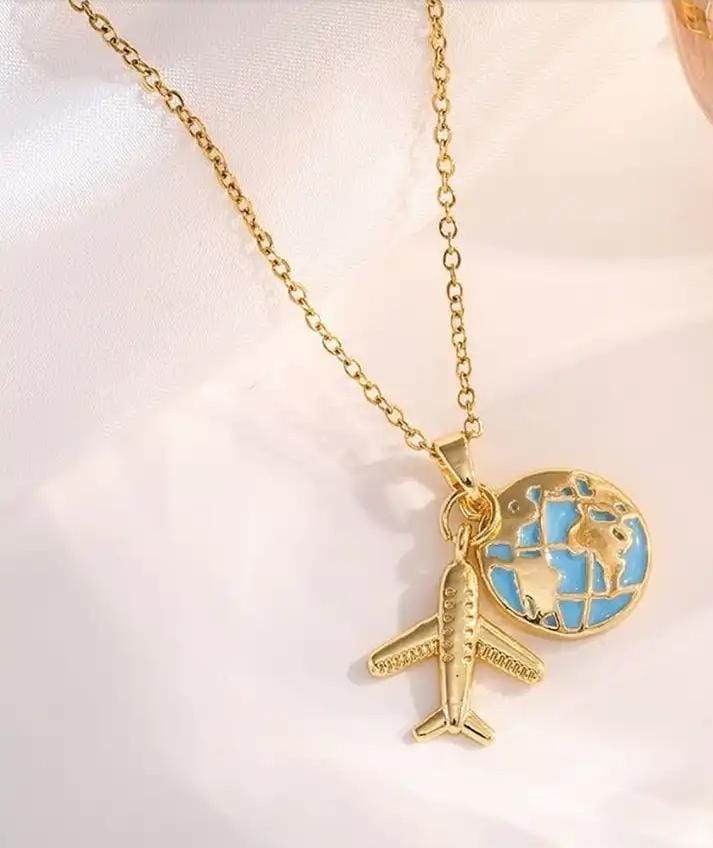 SS-11871-1- World Tour Plane Gold   - Necklace