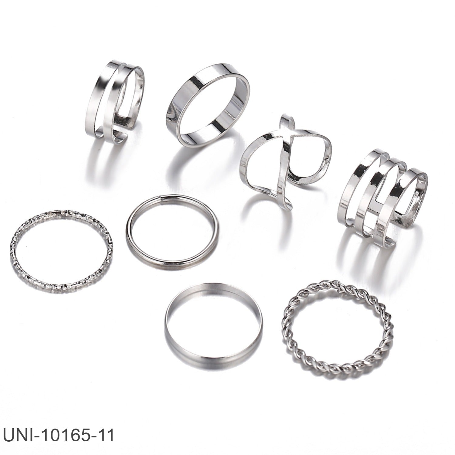 UNI-10165-11  - Silver Foil - Ring Set Of 8