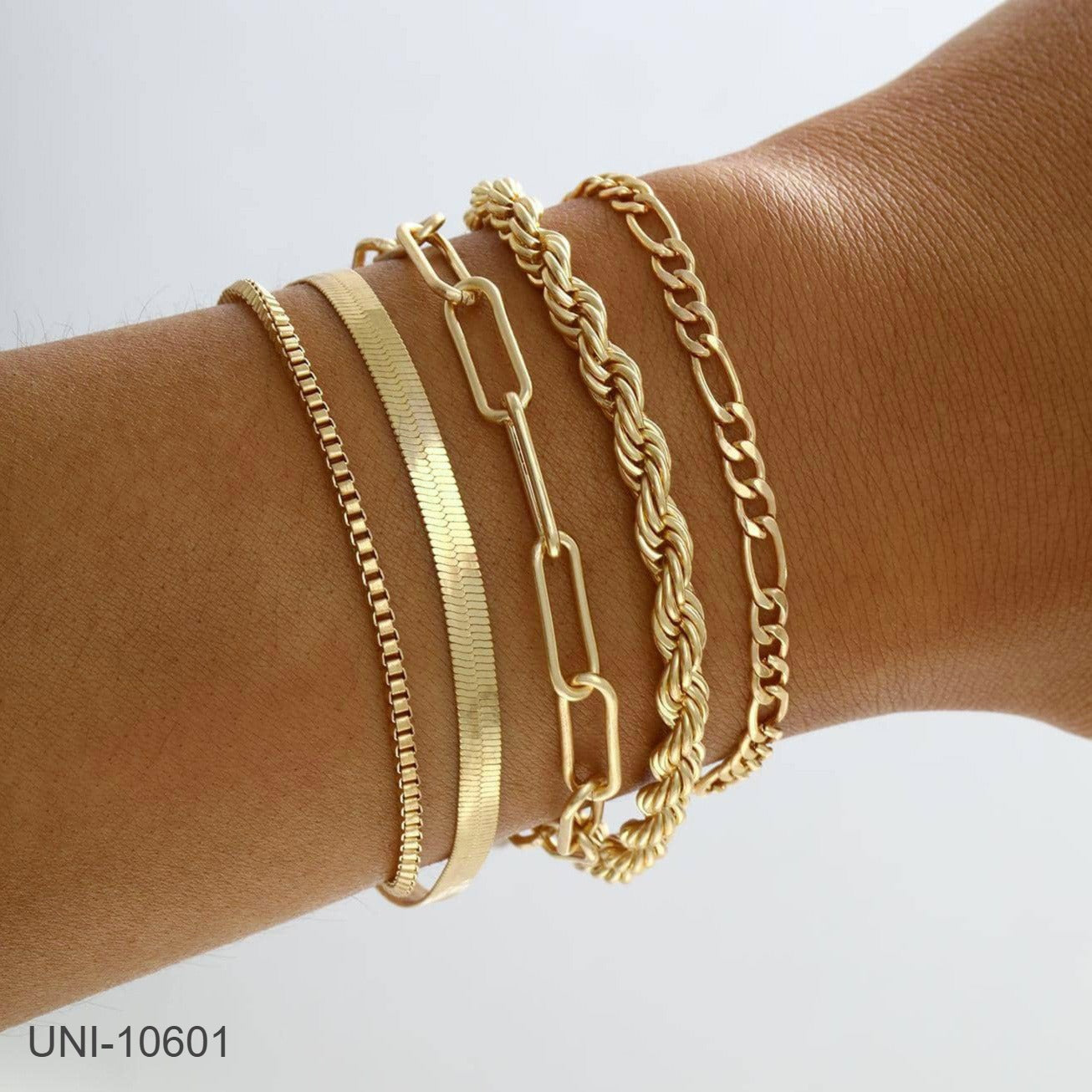 UNI-10601 -Gold Chain - Bracelet Set of 5