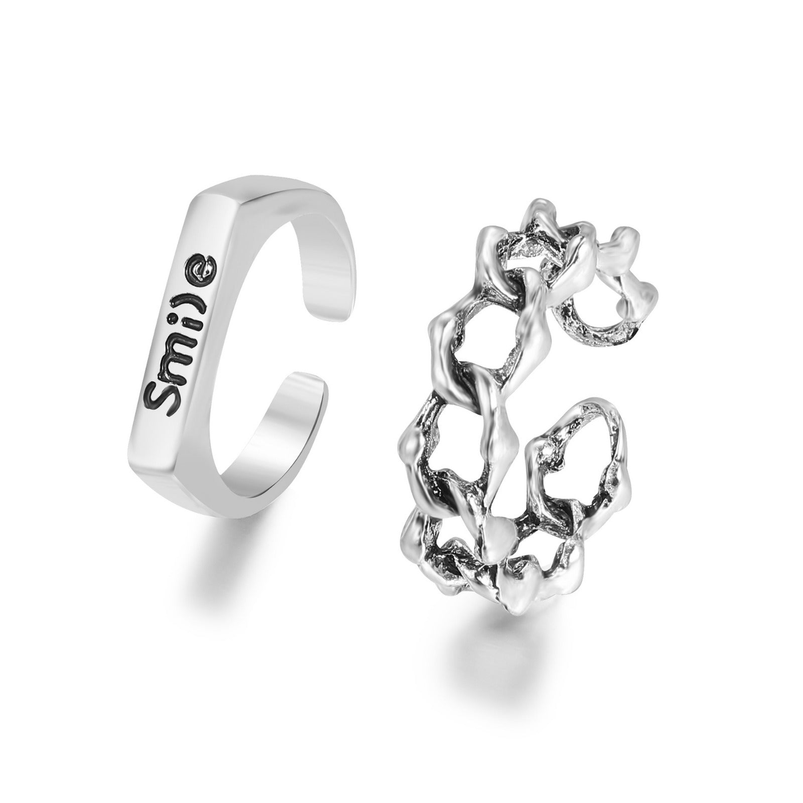 UNI-10173 - Smile Silver - Ring Set of 2