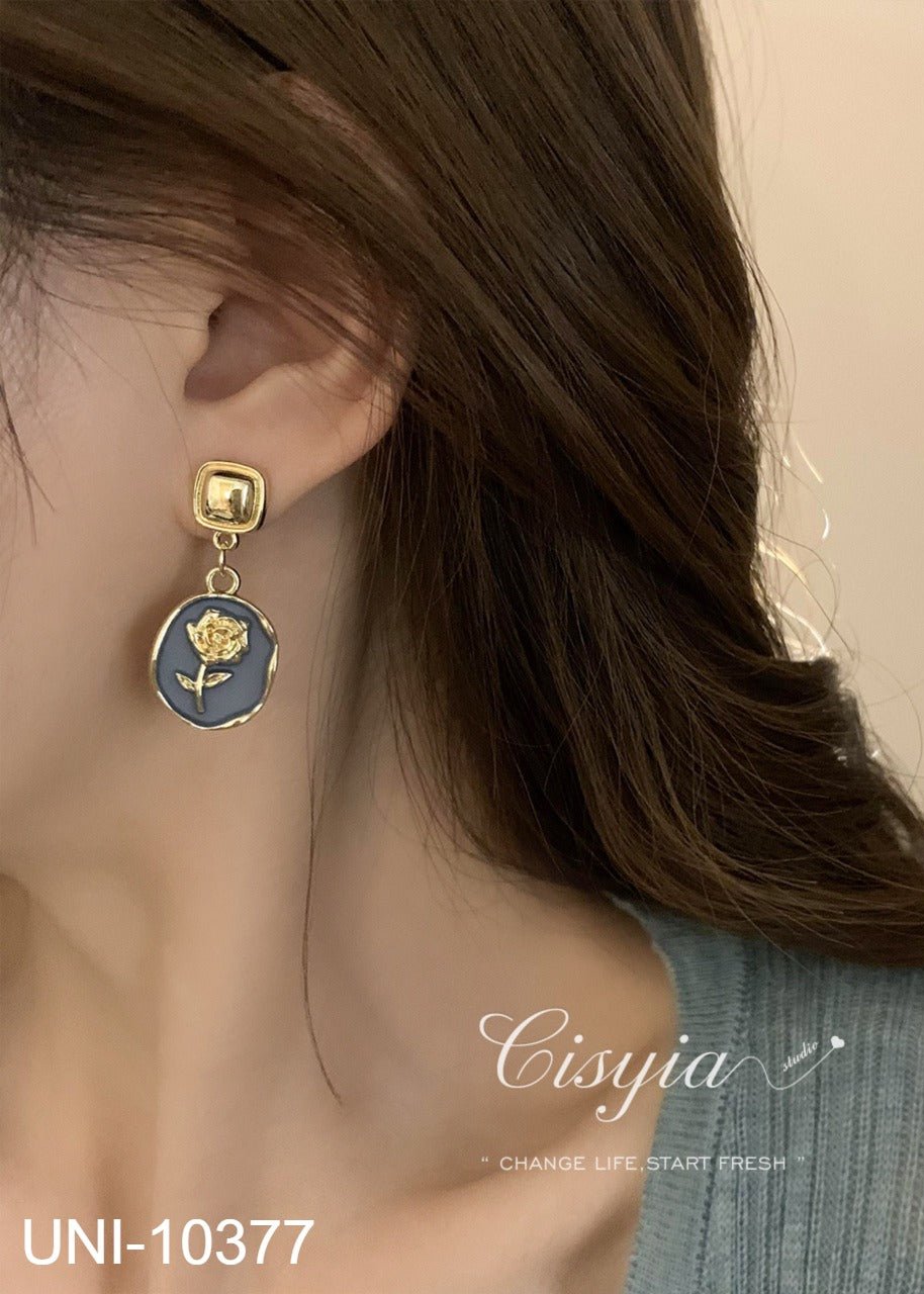 UNI-10377 - Rose Flower Gold  - Earring