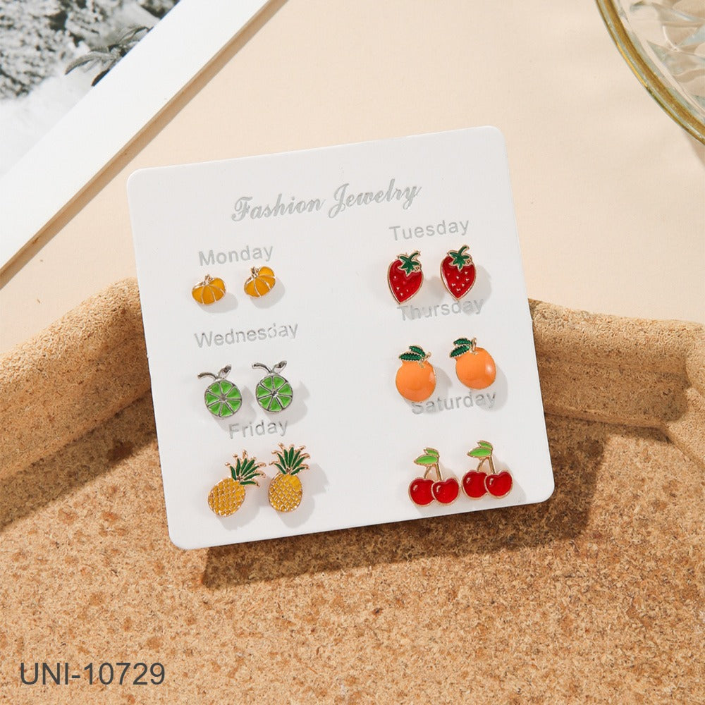 UNI-10729 - Fruits - Ear Studs Set Of 6