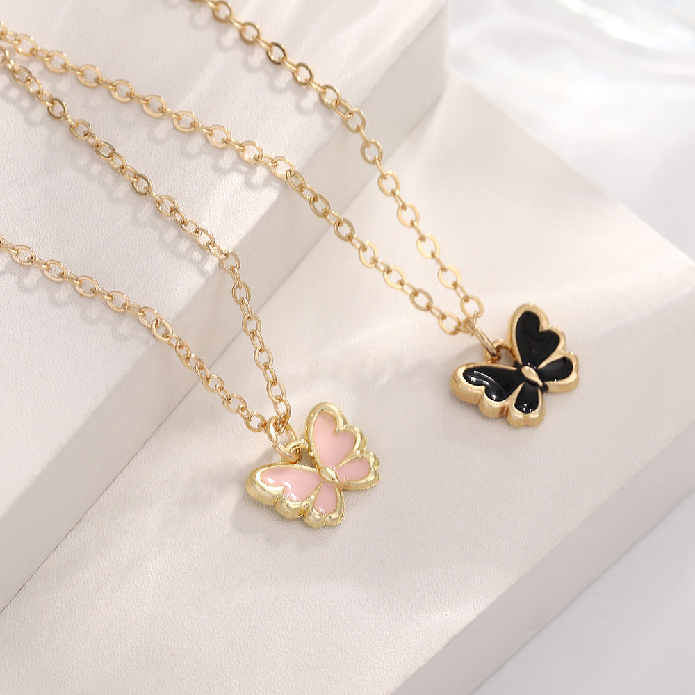 UNI-10540 - White Butterfly & Beaded Pearls - Jewelry Set
