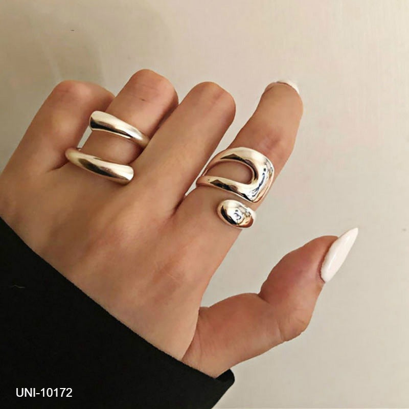 UNI-10172-Classy Foiled Silver- Ring Set of 2