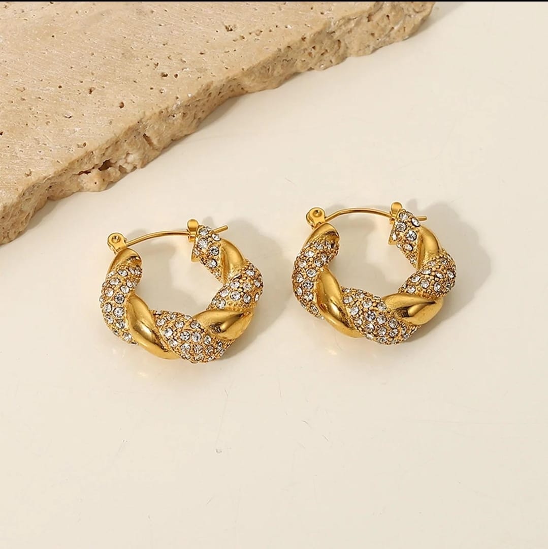 SS-1007 - Foiled Twist Diamond Gold - Earring