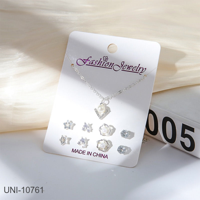 UNI-10761 - Arrow Pearl Silver - Jewelry Set