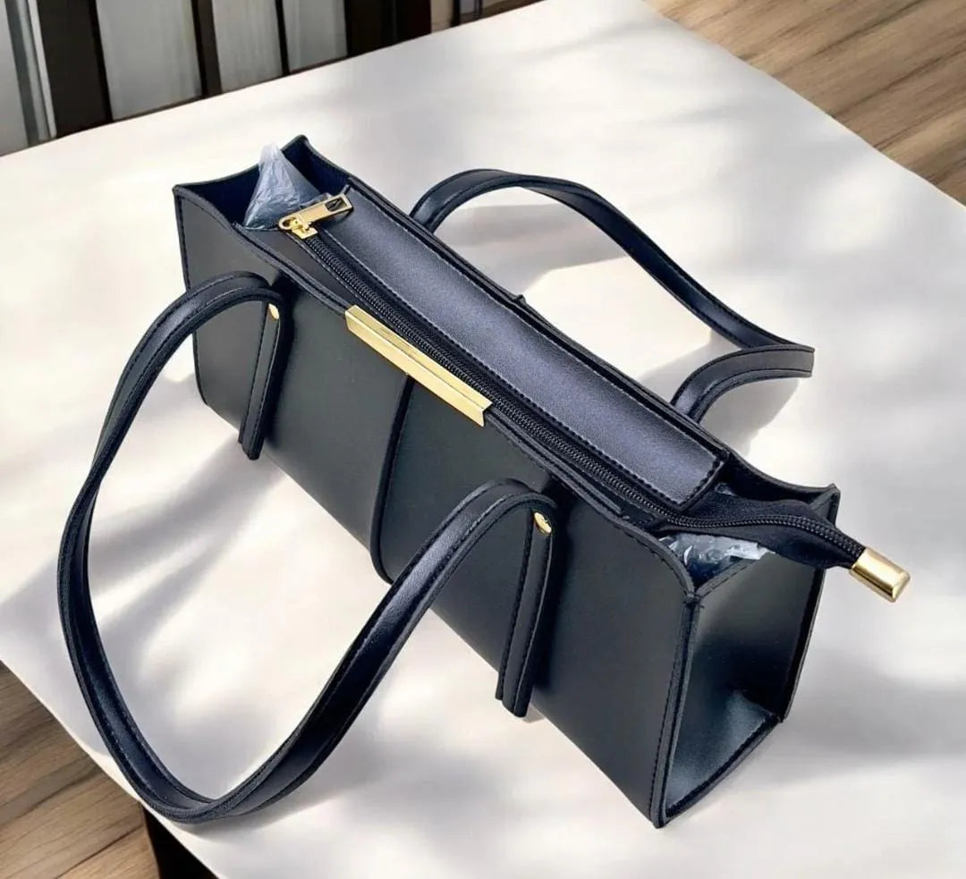 B-103 - Fancy Black Leather -  Hand Bag