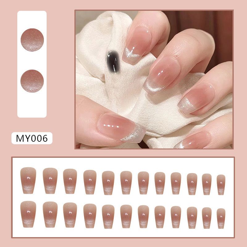 N-146 - Shiny White Salmon Pink Shade - Press On Nail Set Of 24