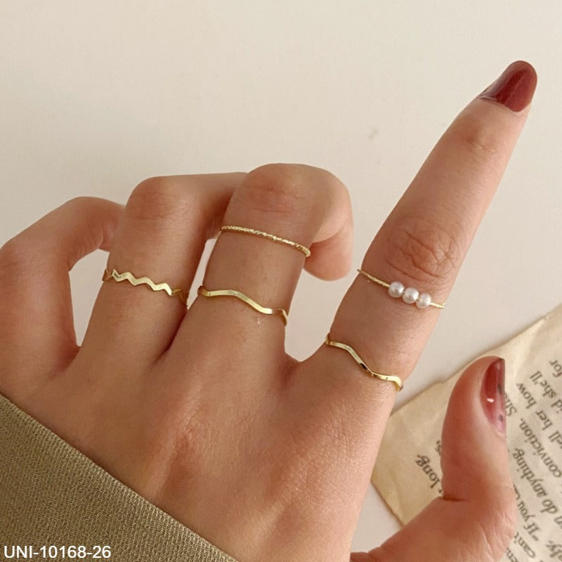 UNI-10168-26  - Pearl Gold - Ring Set Of 5