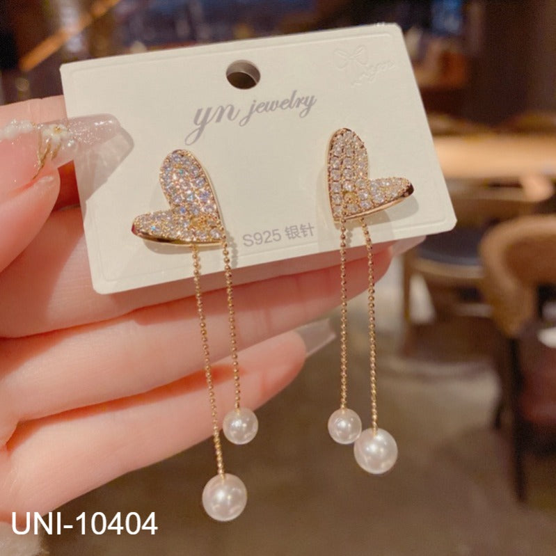 UNI-10404 - Dangling Heart Gold   - Earring