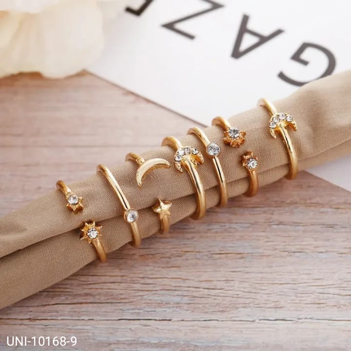 UNI-10168-9 - Foiled Moon Diamond - Ring Set Of 7