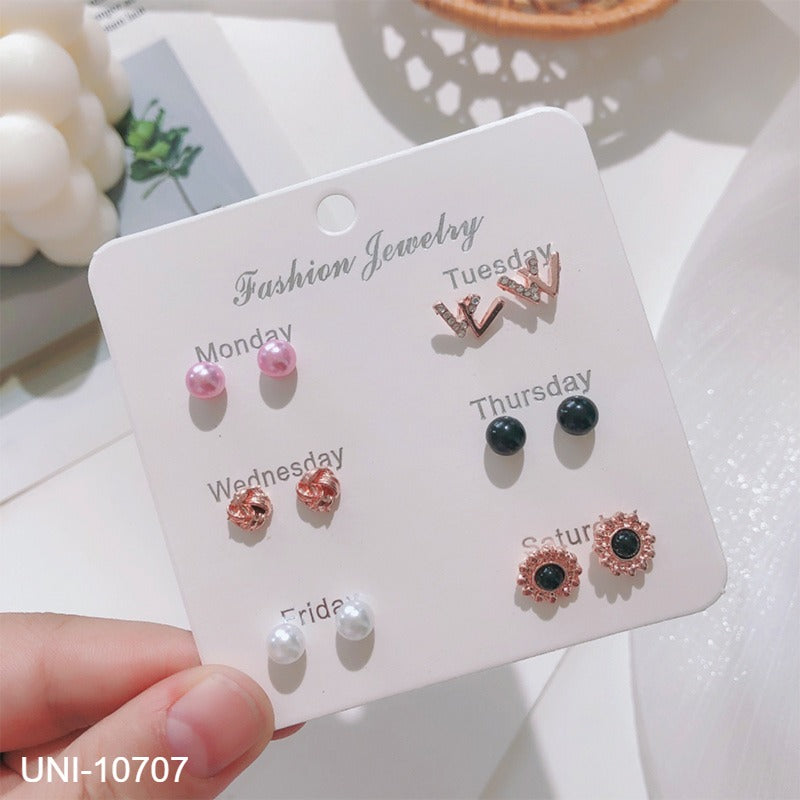 UNI-10707  - Fancy Mini - Ear Studs Set Of 6 - Style 1